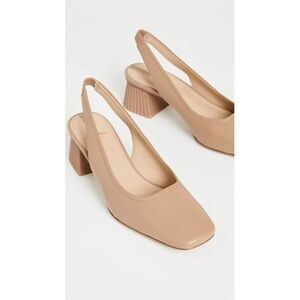 Sam Edelman Toren Maple Nude Leather Squared Toe Slip On Slingback Dress Pumps 7